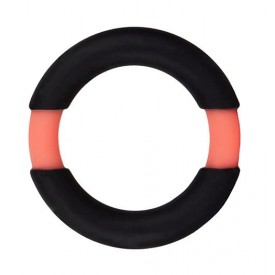 Чёрное эрекционное кольцо NEON STIMU RING 32MM BLACK/ORANGE