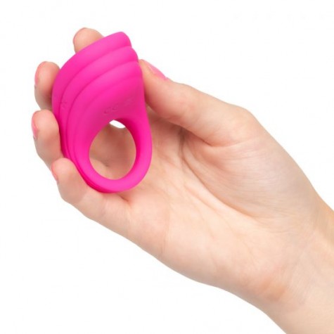 Розовое эрекционное виброкольцо с пультом Silicone Remote Pleasure Ring